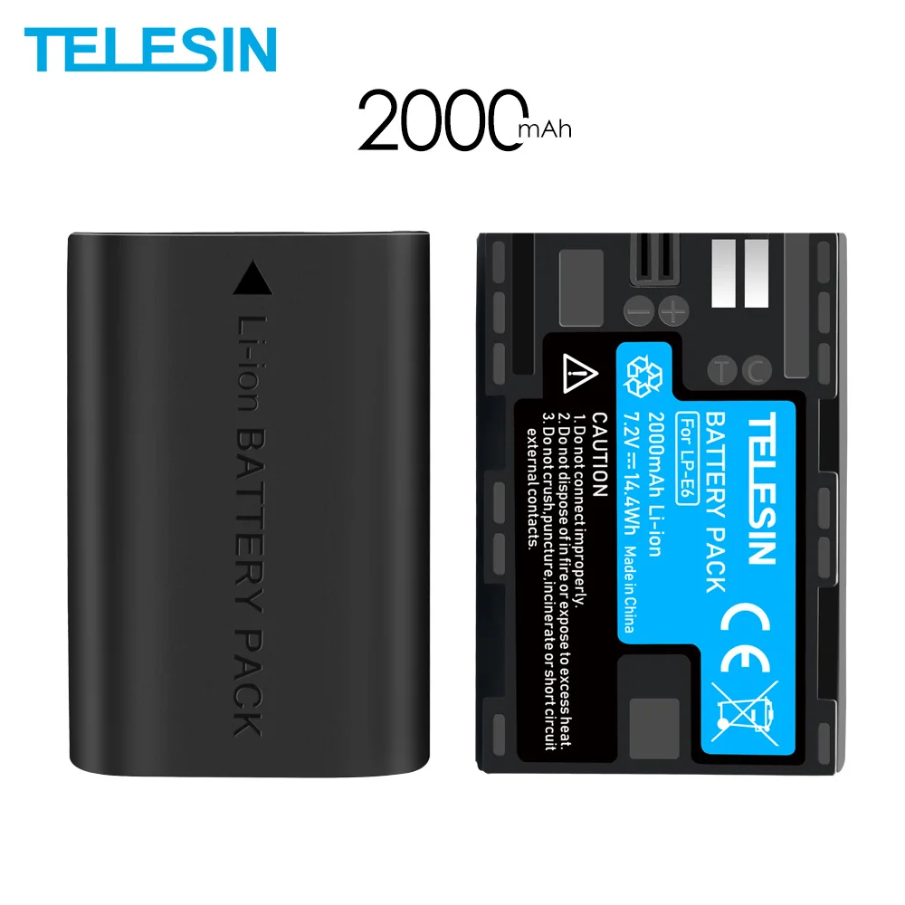 TELESIN 2 упаковки Замена батареи LP E6 LPE6 E6N для Canon EOS 5DS R 5D Mark II III 6D 7D 80D