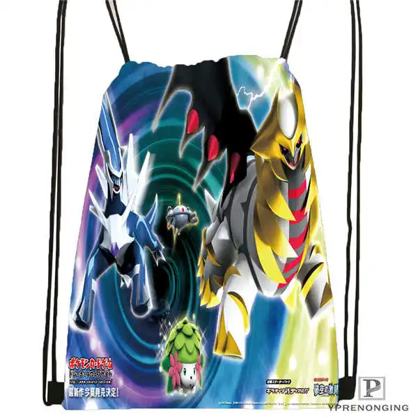 Custom pokemon черно белый рюкзак с кулиской сумка милый детский (Черная задняя часть)