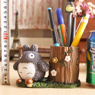 Flower style Тоторо Kawaii настольная подставка для ручек милый карандаш держатель офисный стол органайзер Подставка для канцелярских принадлежностей Полимерная ручка горшок - Цвет: Flower style