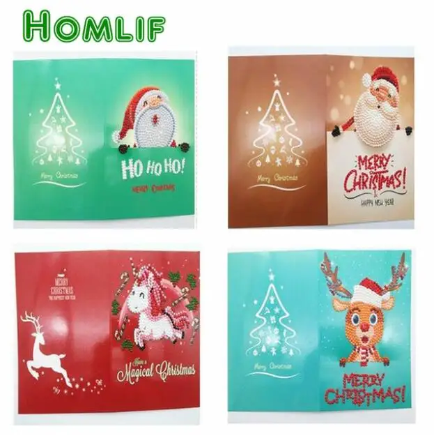 5d алмазная картина kerstkaarten на заказ eigen foto мультфильм Санта-Клаус С Рождеством поздравительные открытки Рождественские открытки - Цвет: 14