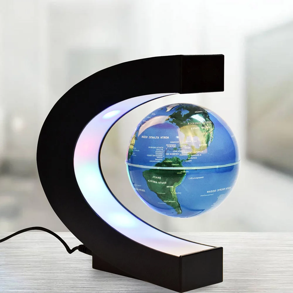 Новинка C Форма магнитной левитации Плавающий глобус Карта мира светодиодный