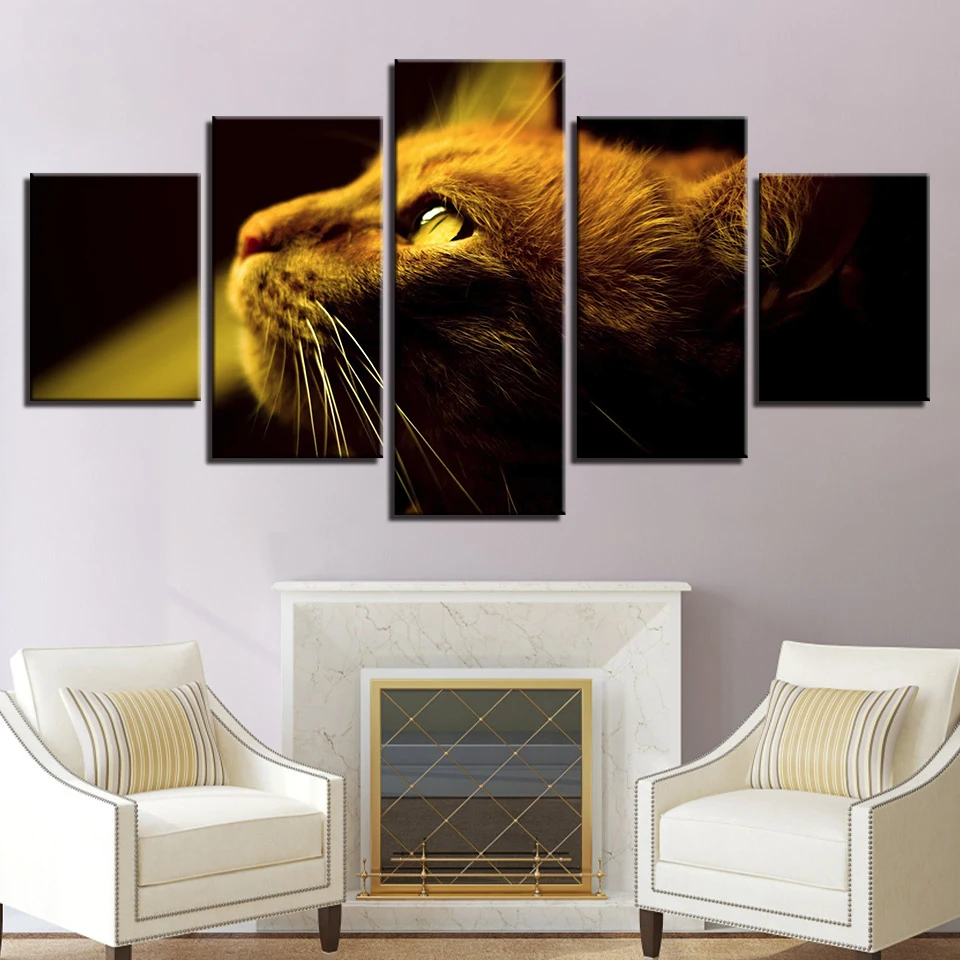 Wall Art HD печатает фотографии домашний декор Гостиная номер 5 шт. милые животные