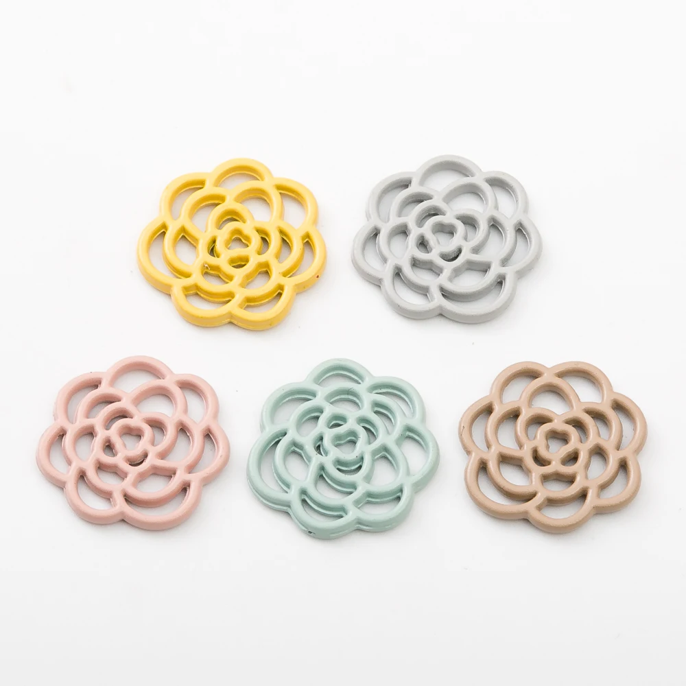 

22pcs Hollow flower Korean style zinc alloy metal pendant charms for diy jewelry making 4486