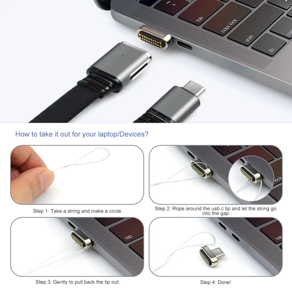 Новинка, 20 контактов, магнитный USB C кабель, 120 см, Магнитный адаптер, USB C 3,1, type-C, USB C 3,1, 5A, 60 Вт, быстрая зарядка