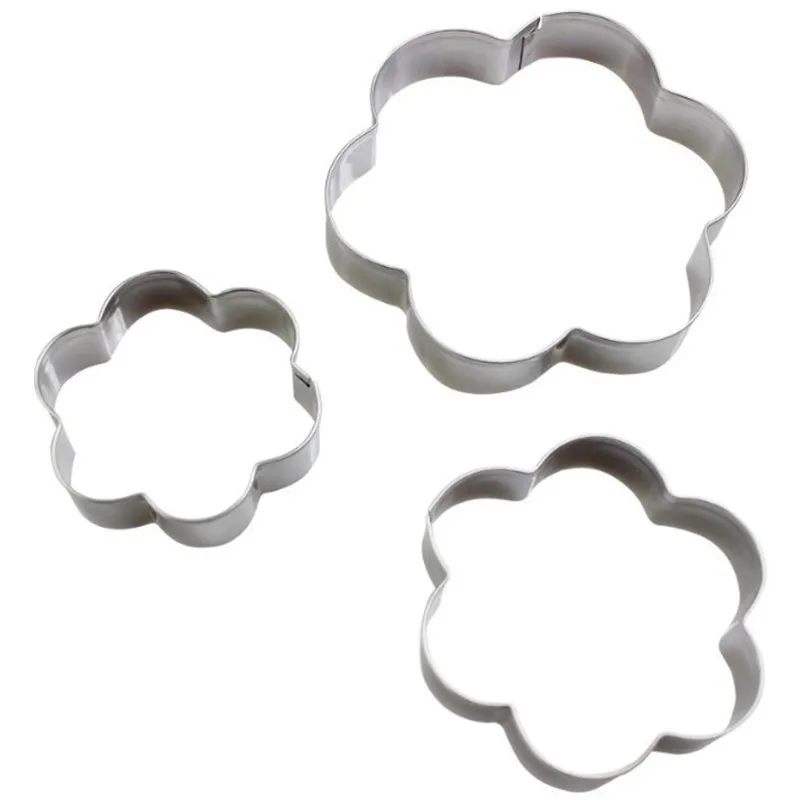3PCS/SET Baking Mould Flower Shaped Cookie Cutter Stainless Steel Egg Fondant Sugarcraft Biscuit DIY Mold | Дом и сад