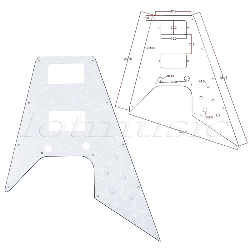 Замена Pickguard для серии Flying V Cream ཿ reedition|pickguard|flying v pickguardpickguard cream |