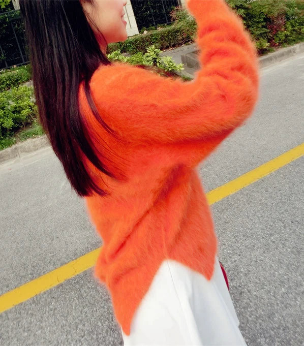 Женский свободный пуловер с v-образным вырезом толстый кашемировый свитер