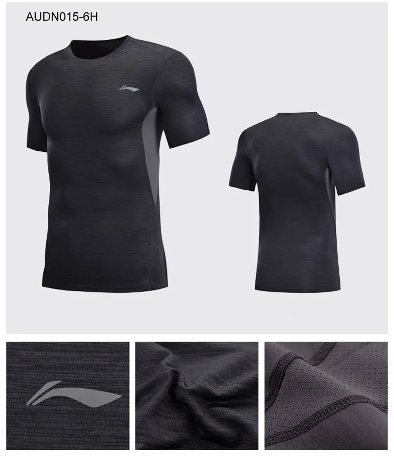 Li-Ning, Мужская Профессиональная тренировочная футболка, слой, облегающая, быстросохнущая, дышащая подкладка, удобная спортивная футболка, топы AUDN015 MTS2712
