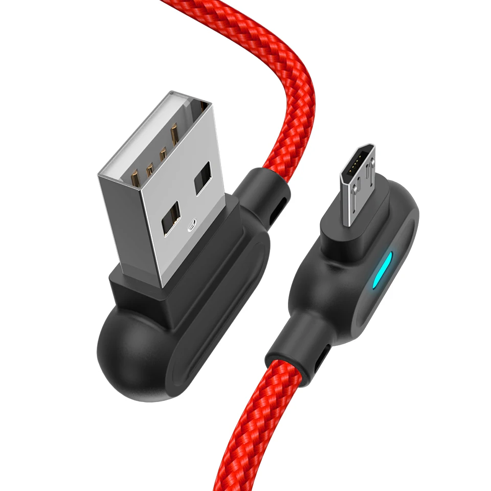 Кабель Micro USB 3A быстрое зарядное устройство 90 градусов игровой шнур для samsung S6 S7 J5 1 м 2 м Мобильный телефон игровой кабель для Xiaomi Redmi Note 5