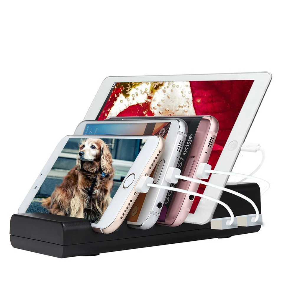 Универсальное настольное зарядное устройство с держателем и 4 USB портами