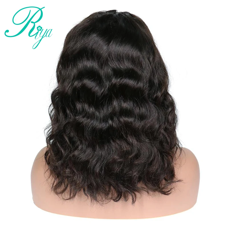 Riya Hair Короткие 13x6 человеческие волосы на кружеве парики предварительно сорванные с Детские волосы волнистые бразильские волосы remy волосы на кружеве Боб Парики 1"-14"
