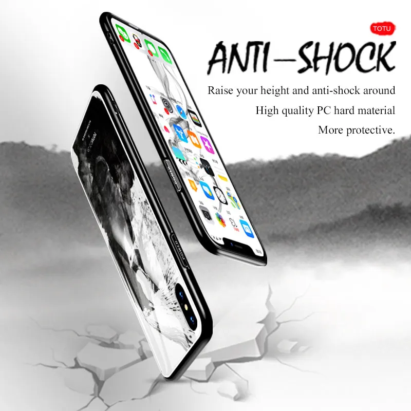 TOTU ультра тонкий жесткий чехол из закаленного стекла для iPhone X Роскошный Ретро