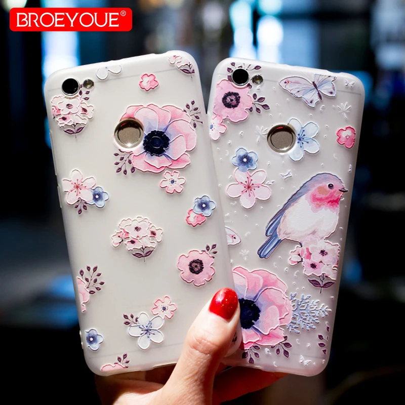 BROEYOUE Case For Xiaomi Redmi Note 5 Pro 4X 4A 4 5A Prime 3D Relief Soft TPU Phone Cover Plus |