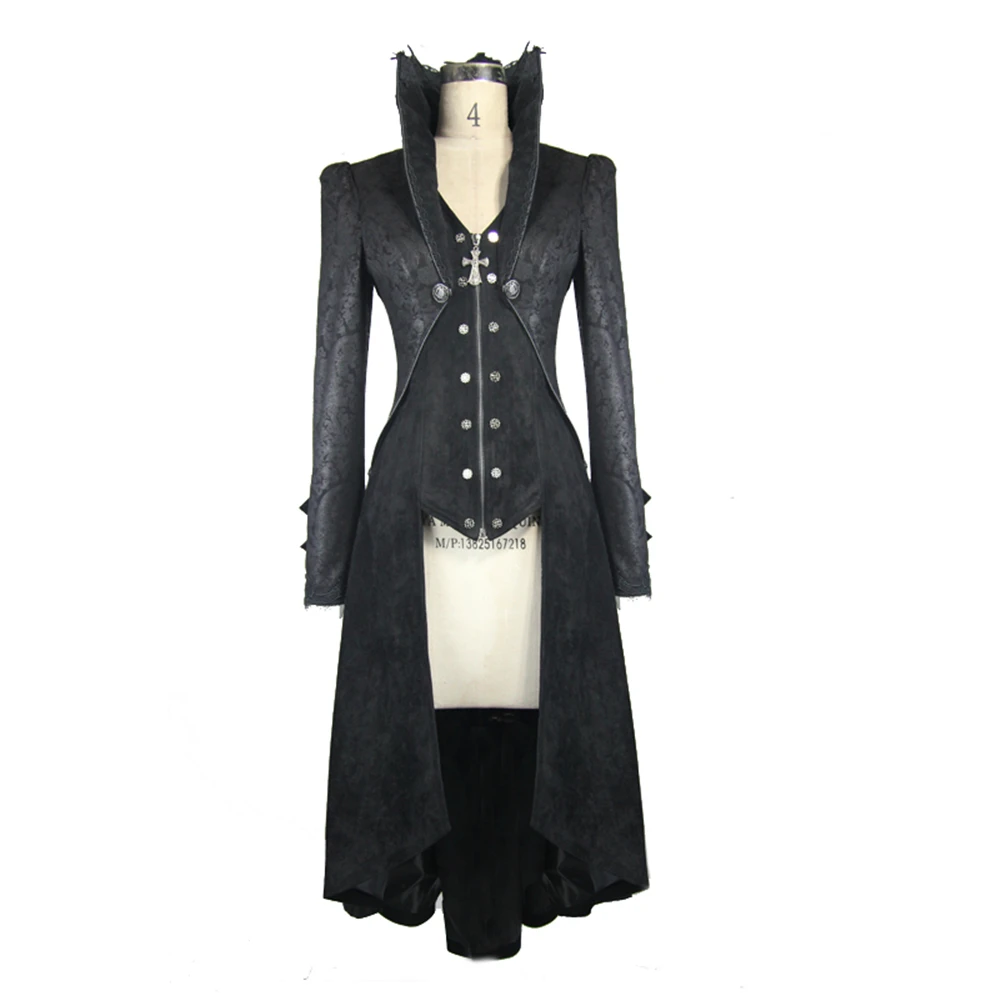 Панк Женская зимняя длинная куртка плащ Готический сексуальный длинный рукав