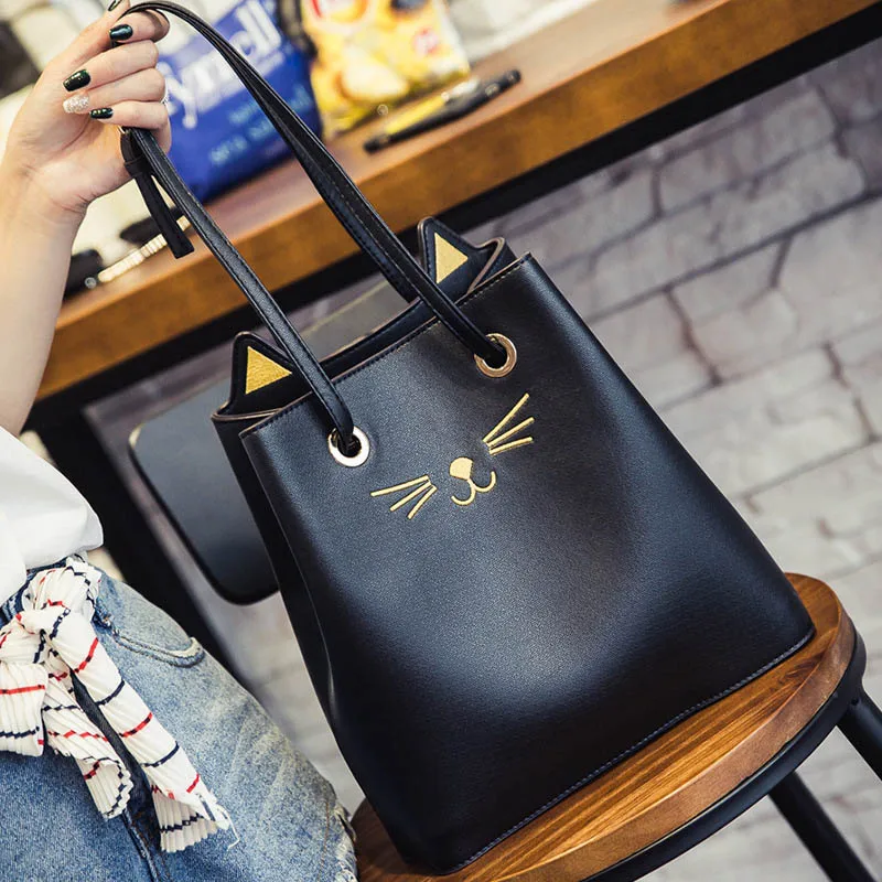 Модная Корейская женская сумка из искусственной кожи с милым котом сумки через