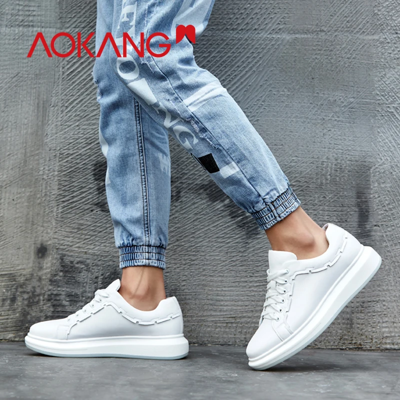 AOKANG 2019 New Arrival Spring Summer casual shoes men platform white Ins Hot Sale Sneakers comfortable breathable | Обувь