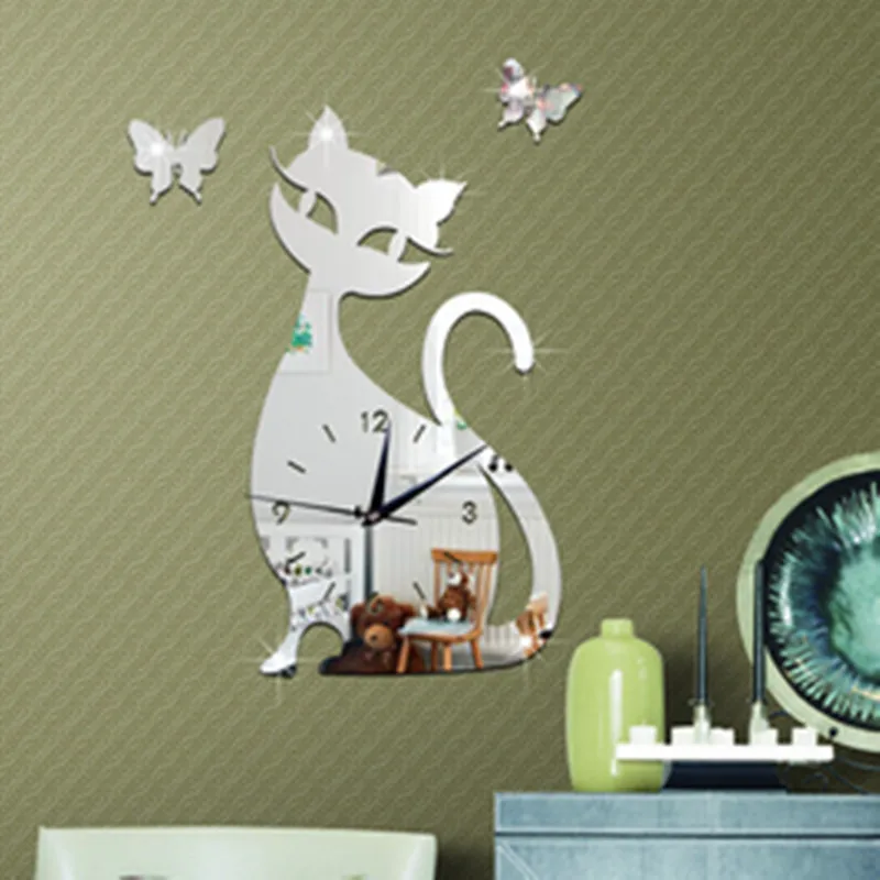Часы настенные кварцевые с изображением кошки 4 цвета|bedroom wall clock|quartz clockwall clock |