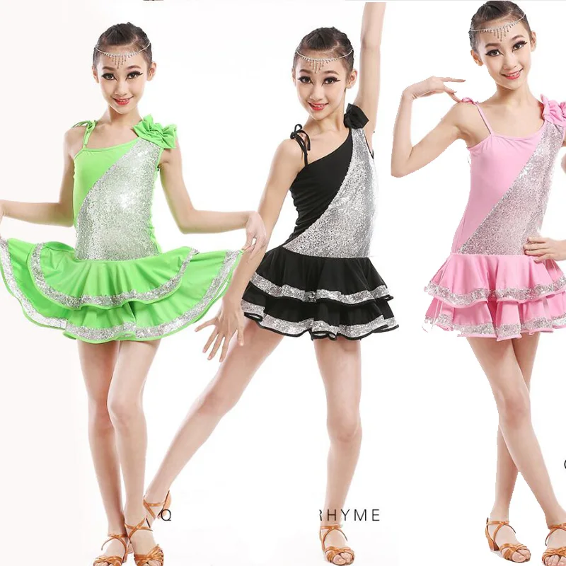 Платье для бальных танцев с блестками девочек детские профессиональные