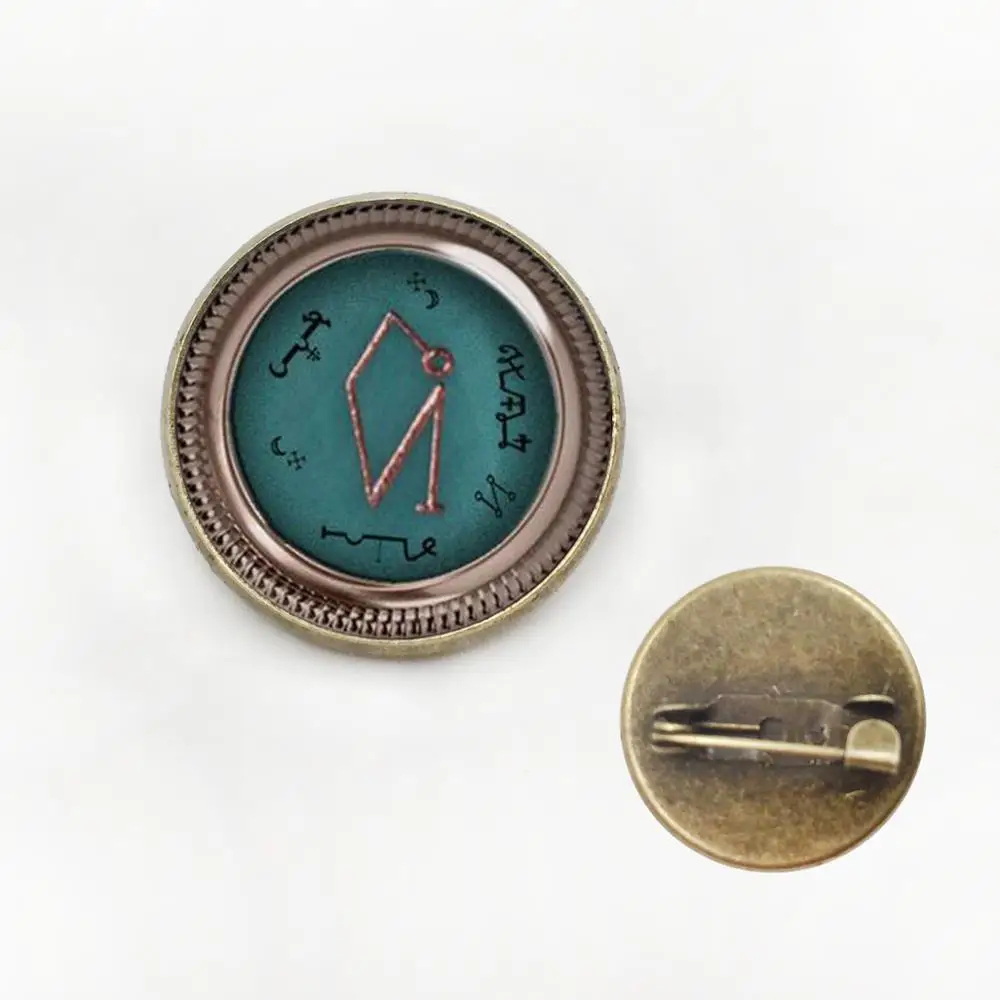 13brooch 20mm Archangel Uriel Sigil стекло ожерелье s модная Серебряная цепочка Ожерелье для мужчин винтажная подвеска ювелирные изделия подарок для мужчины HZ1 - Окраска металла: 13brooch 20mm