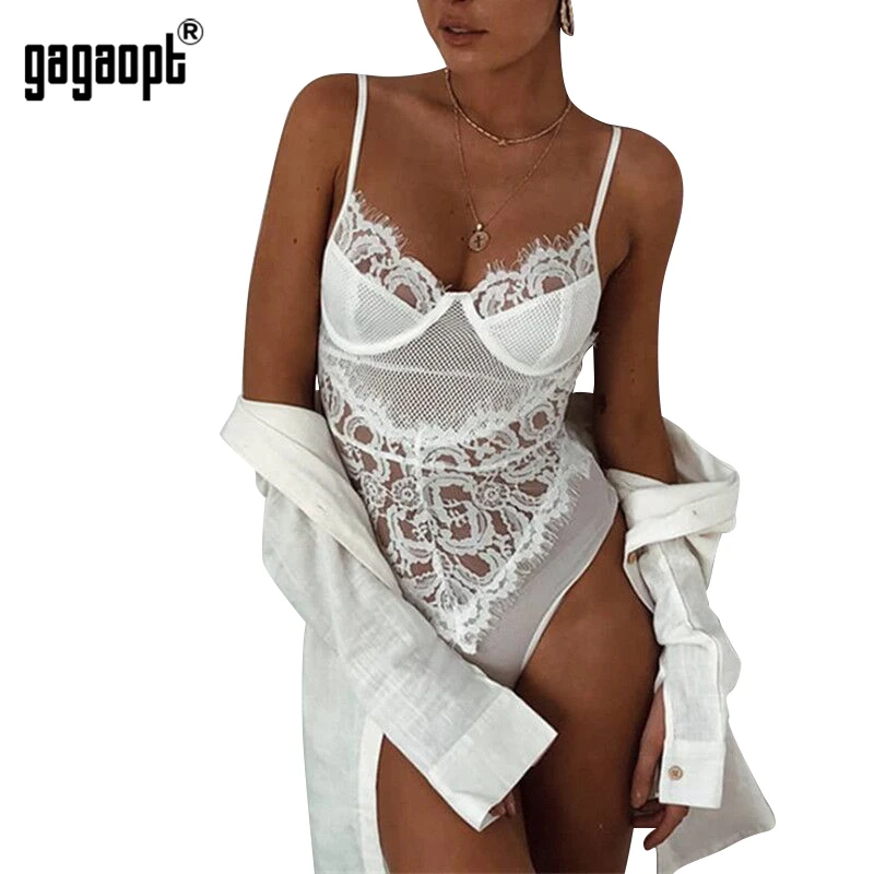 Gagaopt 2020 Кружевное боди для женщин Цветочная вышивка регулируемые бретельки