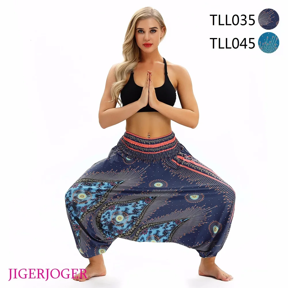 JIGERJOGER летние пляжные yoga Плавание мешковатые охватывает 3D с высокой талией yoga Штаны свободные Фонари Брюки Гарем Lounge шаровары TLL034