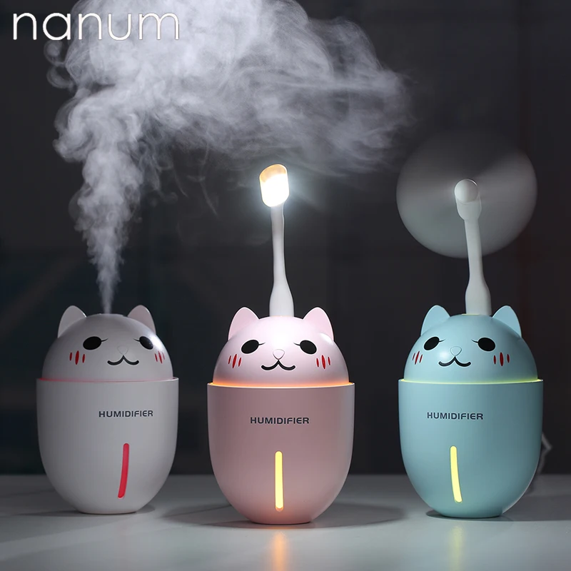 

3 in 1 Aroma Essential Oil Diffuser Ultrasonic Adorable Pet Humidifier Air Purifier LED Night Light USB Fan Car air freshener
