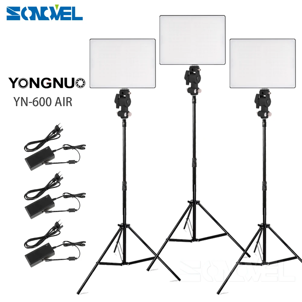 3x Yongnuo YN600 Air ультратонкий Светодиодный светильник для видеосъемки комплект
