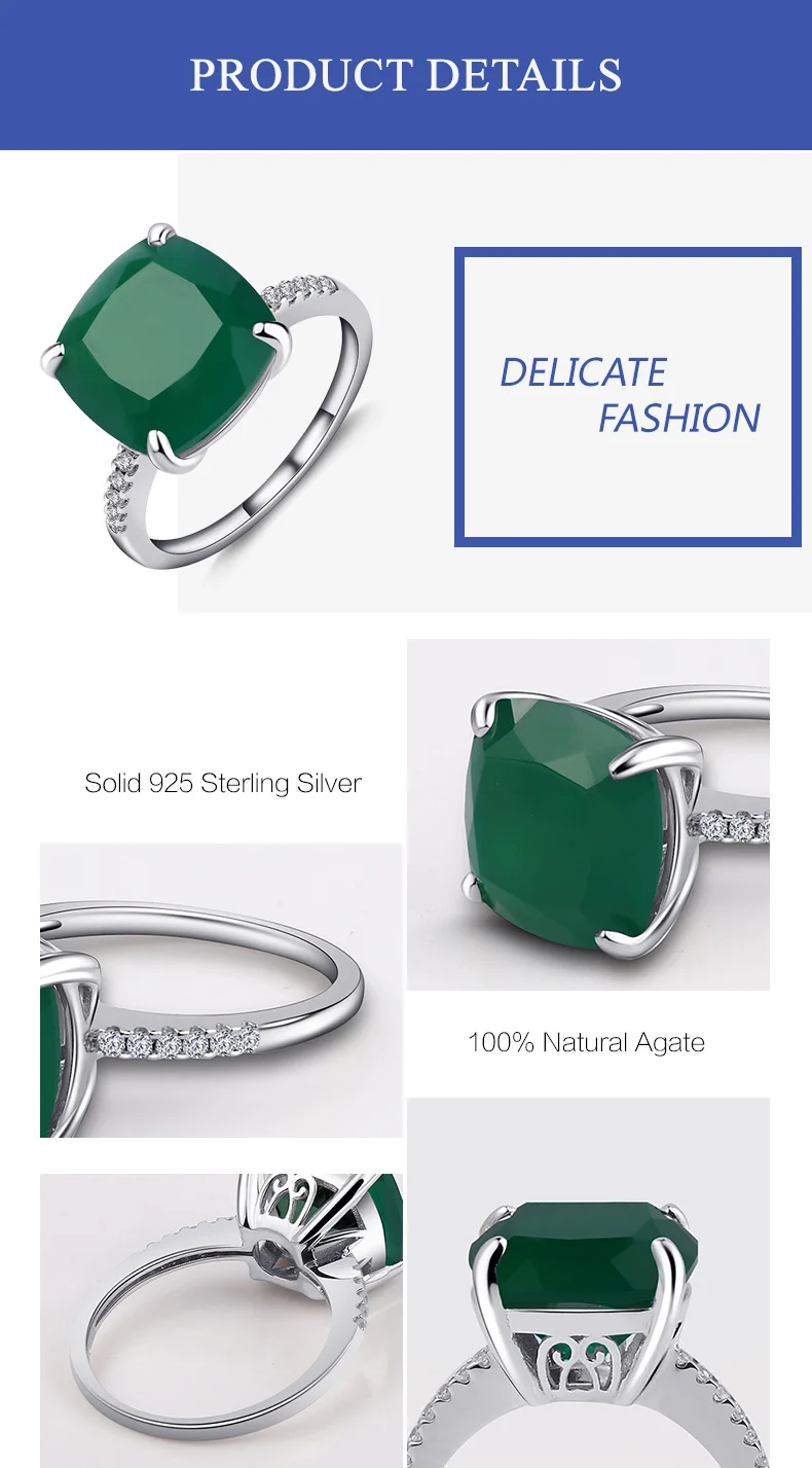 Gem's Ballet 9.66Ct элегантный натуральный зеленый агат, натуральный камень, Коктейльные кольца для женщин, 925 пробы Серебряное обручальное кольцо, хорошее ювелирное изделие