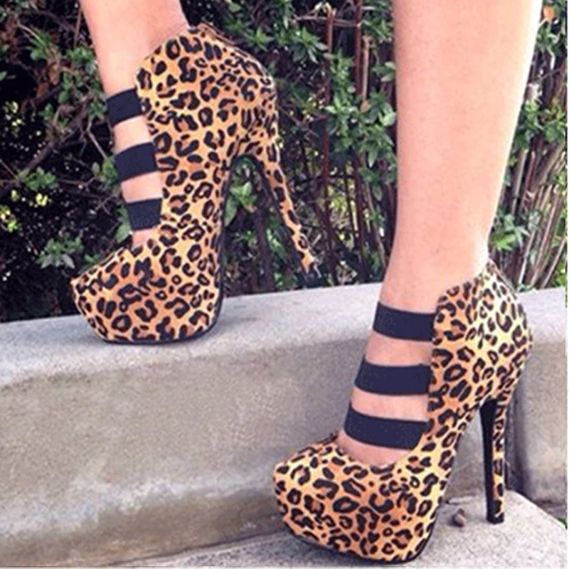 

Original Intention Sexy Women Leopard Pumps Platform Ladies High Heels Stiletto Shoes Woman Fax Suede Party Shoes Big Size 5-20