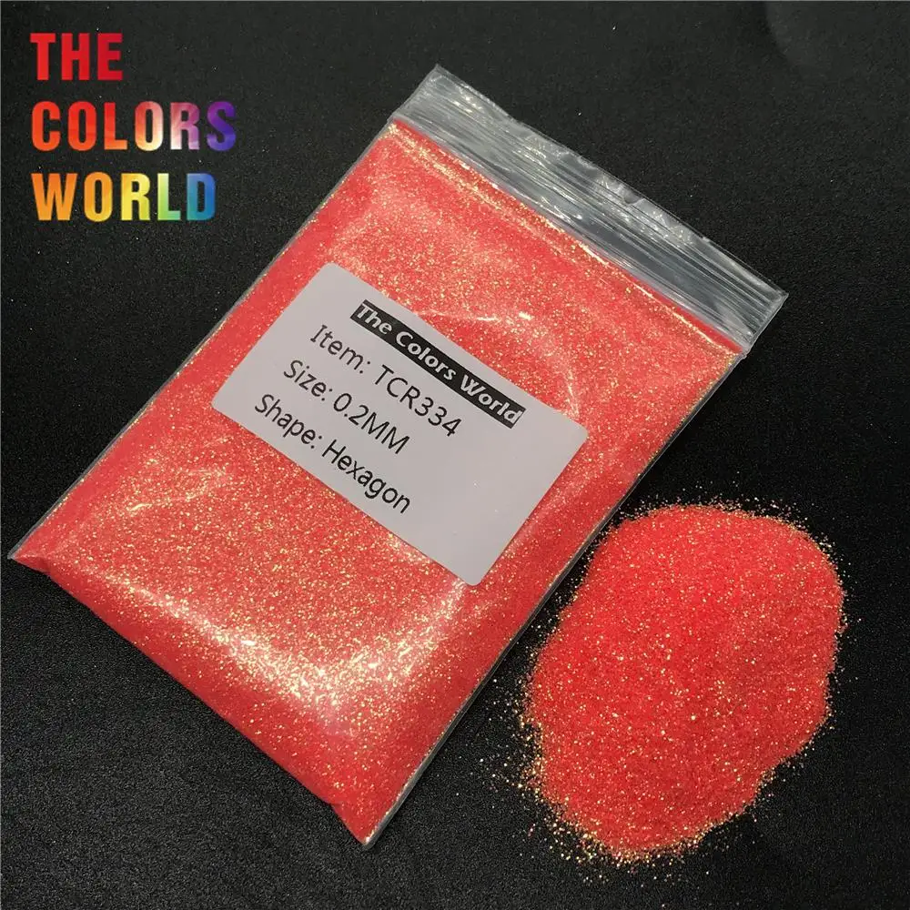 TCR334 переливчатая Радуга светло оранжевая шестиугольная форма для ногтей