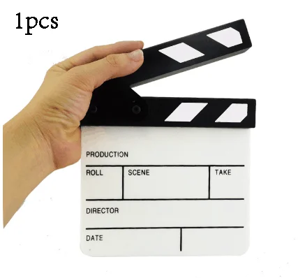 1pcs Clapperboard Акриловый Универсальный сланцевый режущий реквизит Хлопушка доска 16,5*15 Видео Сцена ролевые игры сухое стирание Фильм Действие хлопушка - Цвет: 1pcs Clapperboard