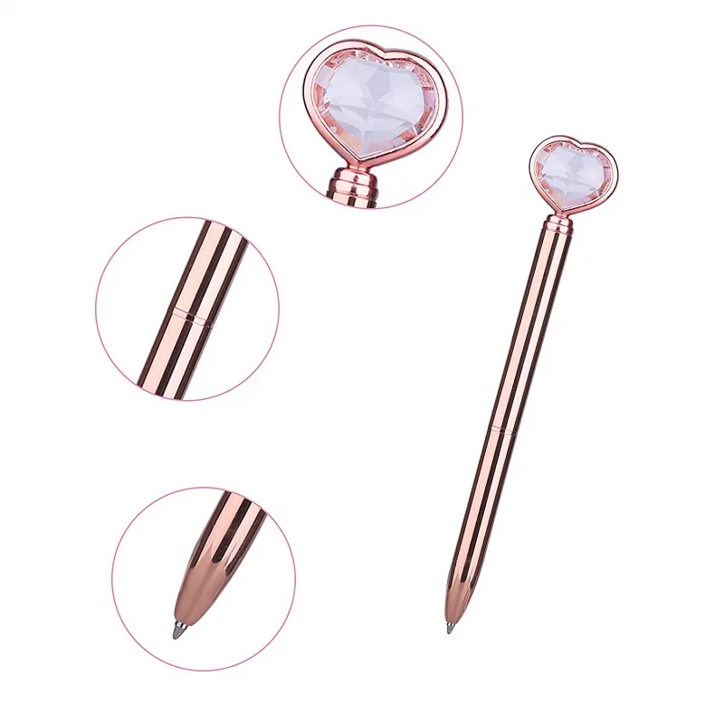 12Pcs-HeartDiamond XRHYY 4 шт./8 шт./12 шт./20 шт. большой бриллиант ручка Стразы Кристалл металлические шариковые ручки черные чернила с 3,2 ''стержни для ручки - Color: 12Pcs-HeartDiamond