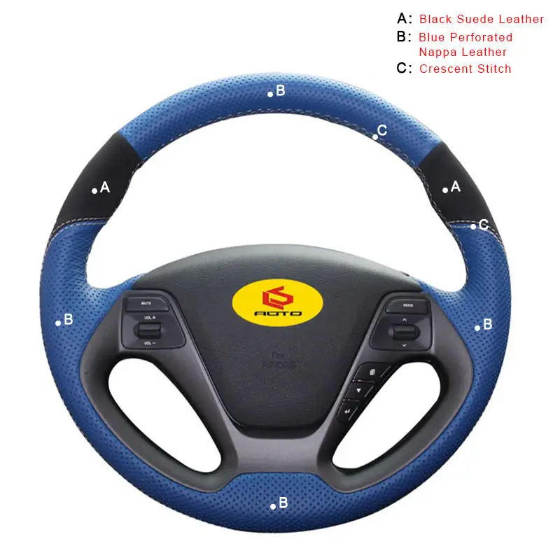 Чехлы рулевого колеса автомобиля для Kia K3 2013 K2 Rio Ceed Cee 'd 2012- интерьер Авто оплетка на руль крышка - Название цвета: Nappa and Suede
