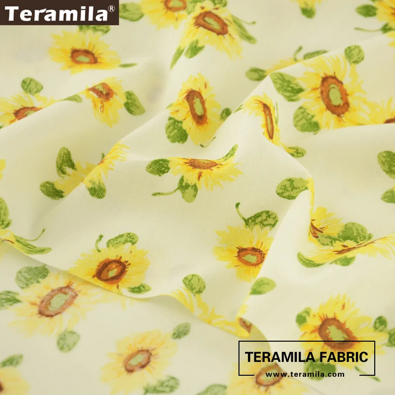 Хлопок Teramila Поплин Ткань с принтом подсолнуха стиль ткань рубашка платье ремесла