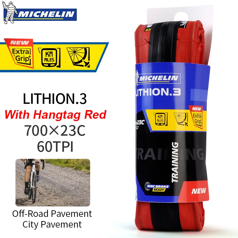 Red MICHELIN 1 Piece LITHION-3 Training Road Bicycle Bike Tire 700*23c Foldable Tyre Resistant Folding Ultralight Tyre Bicycle Parts - Цвет: Red