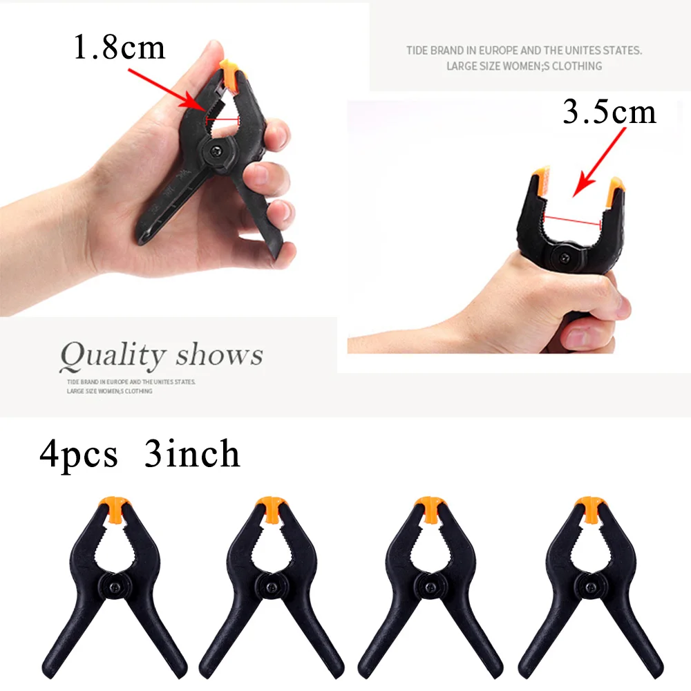 3in 4pcs 2/3/4 дюйма прочный зажим регулируемый нейлоновый Пружинные зажимы для фотостудии абразивные инструменты фон для фотосъемки с изображением фиксирующий Зажим - Цвет: 3in 4pcs