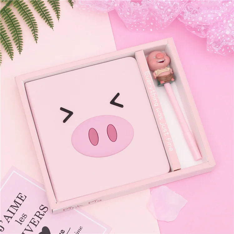 1 комплект Творческий Студент рождественские подарки Kawaii Плюшевые свитер с розовой Свинкой Тетрадь во время отключения девочка-путешественница's Secret записной книжки с милым ручка в форме поросенка