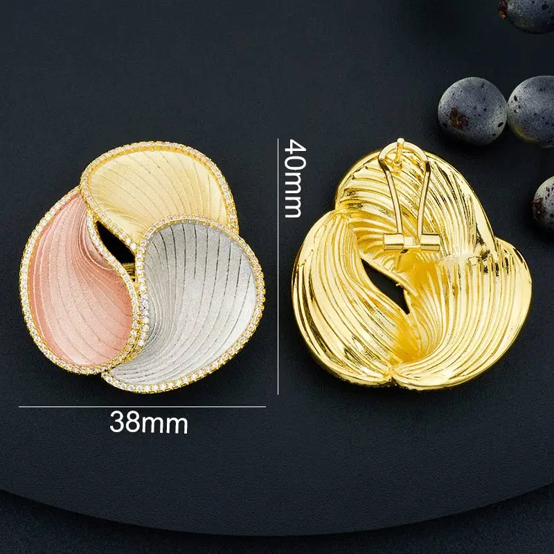 ModemAngel Роскошные вращающиеся модные серьги с цветком медные три тона цветные