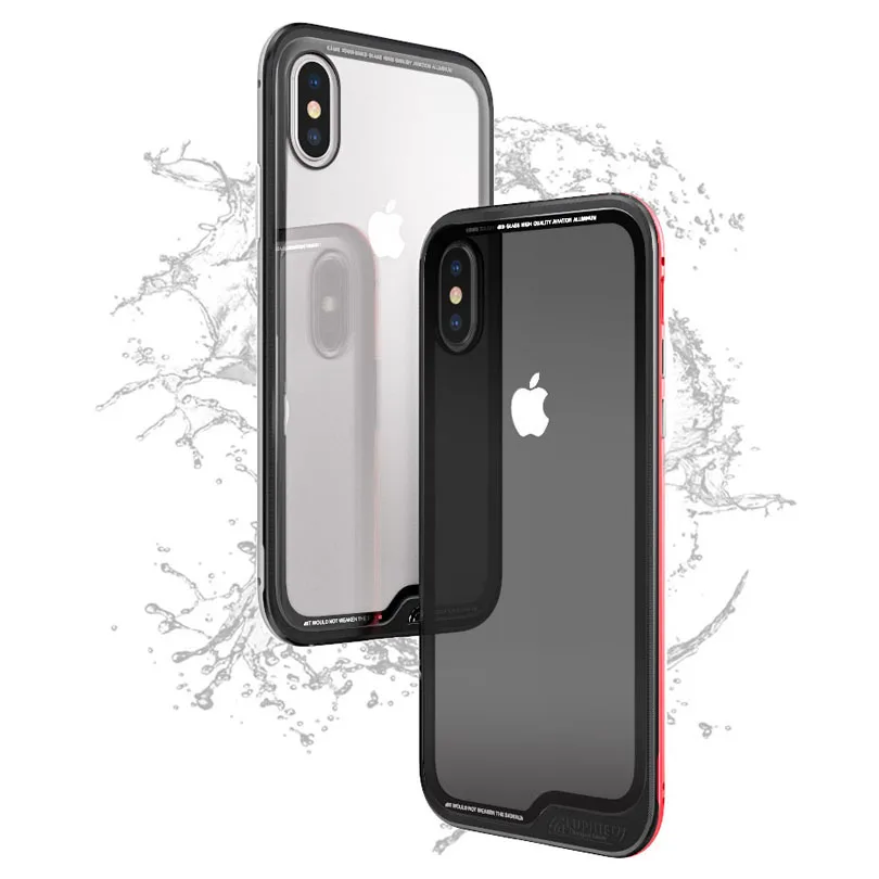 Для iPhone X Case Оригинальный Роскошный Алюминий металлический каркас + 9 H Стекло