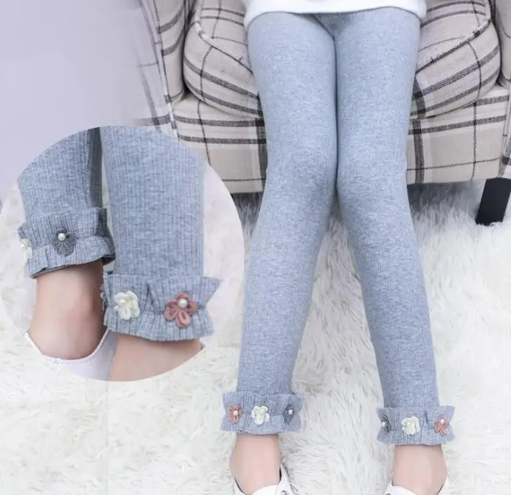 3 girls pants Леггинсы для девочек, детские штаны, штаны для детей, эластичные хлопковые кружевные легинсы с цветами, штаны для девочек 4, 6, 8, 10, 12 лет, JW4092A2 - Цвет: 3 girls pants