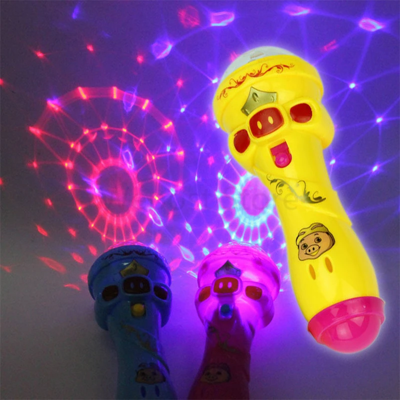 СВЕТОДИОД мигает караоке микрофон свинья игрушки Sky Звезды Проекции шар света