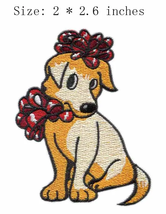 Вышивка Собака и цветы шириной 2 0 дюйма нашивка для ворса свисающая украшение |