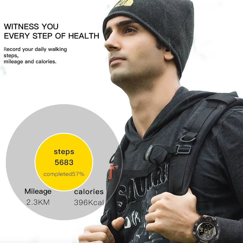 Мужские спортивные электронные часы с водонепроницаемым шагомером Bluetooth