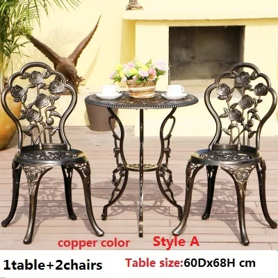 2chair1table copperA Балкон, двор из литого алюминия столы и стулья для отдыха на открытом воздухе столы и стулья сочетание двора сад комплект стул и стол - Цвет: 2chair1table copperA