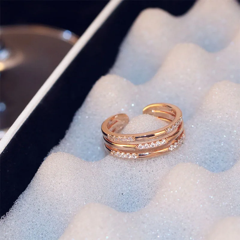 Изысканное блестящее Двухрядное кольцо из циркона маленькое квадратное