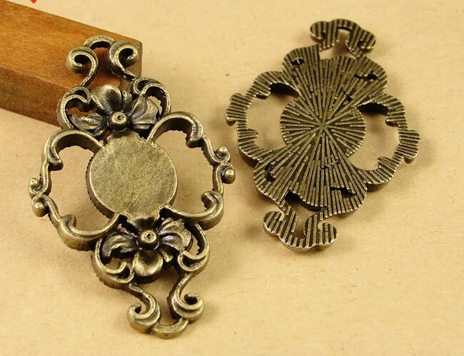 

40pcs 42x24MM Inner size:10mm Alloy Antique Bronze Vintage Pendant Cameo cabochons Base Settings Findings