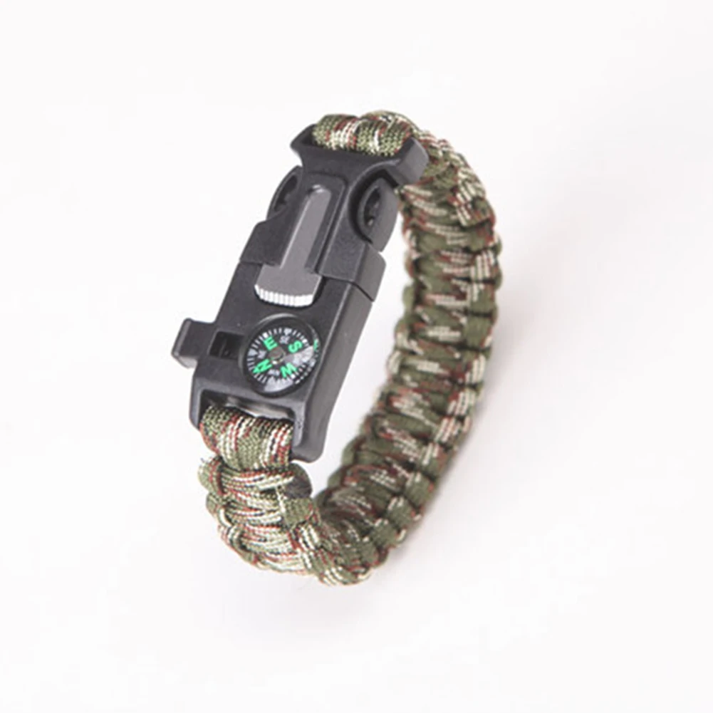Woodland Camo Открытый безопасности выживания Паракорд Браслет свисток с компасом Многофункциональный Аварийный Кемпинг Пешие Прогулки парашют без кремня - Цвет: Woodland Camo