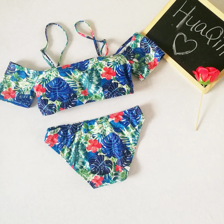 2018 New Sexy Vintage Floral Push Up Bikini Sets Off Shoulder Brazilian Women Swimsuits Beach Bathing Swimwear maillot de bainXL |