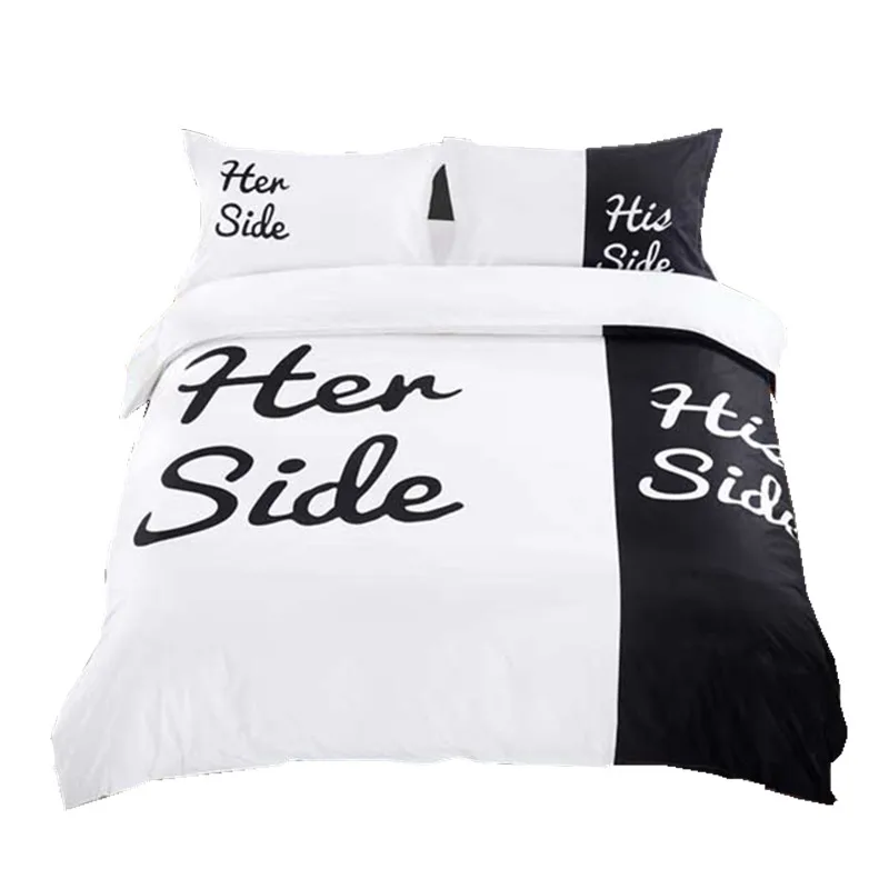 Ее сторона/его сторона 3/4 шт постельных принадлежностей пара двуспальная кровать