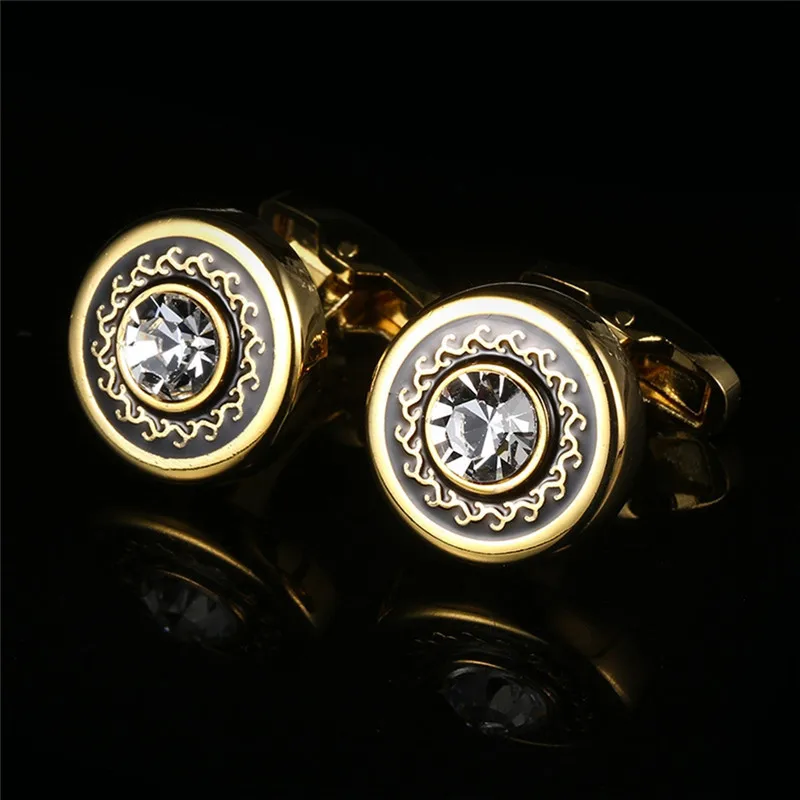 Золотые круглые запонки пуговицы на руку для женщин и мужчин рубашки мужские